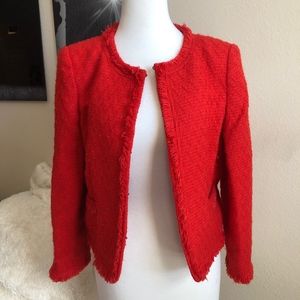 Alice + Olivia Estelle Red Tweed Wool Jacket